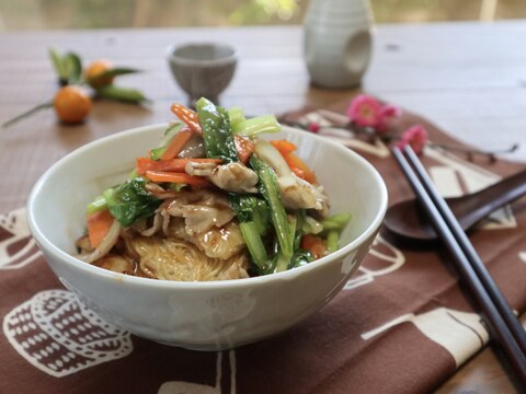 お焦げそうめんの肉野菜あんかけ